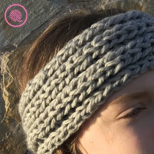 Easy Ribbed Headband for beginner knitters closeup