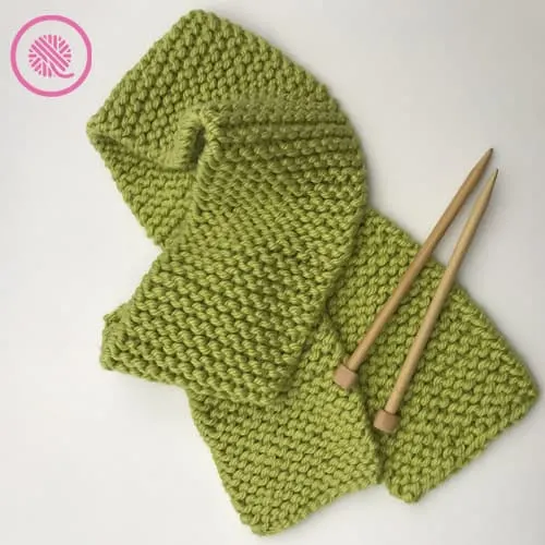 beginner knitting project basic garter scarf with needles