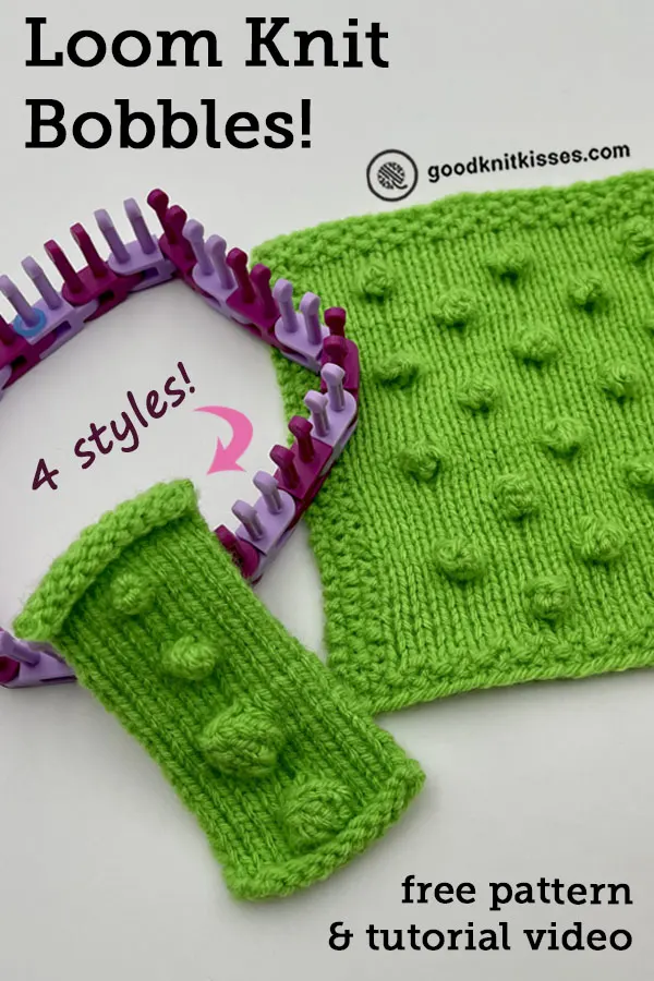 how to loom knit bobbles 4 ways pin image